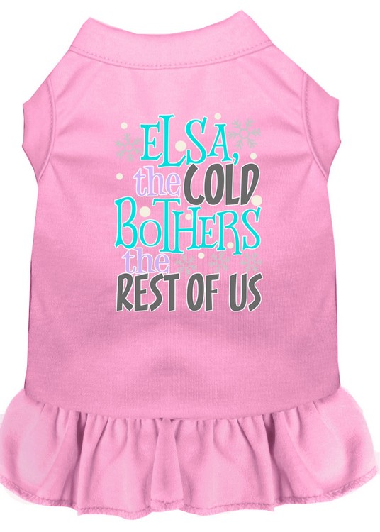 Elsa, the Cold Screen Print Dog Dress Light Pink Sm